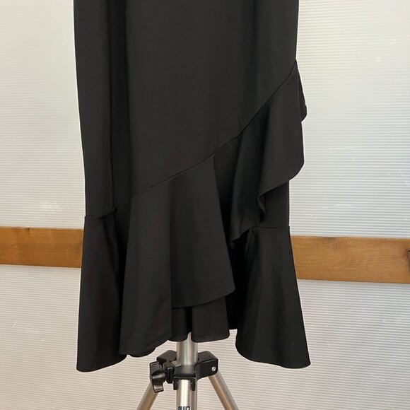 Grace Karin Black Rhinestone Detail Ruffle Hem Strap/less Lined Maxi Dress Sz M - Picture 5 of 16